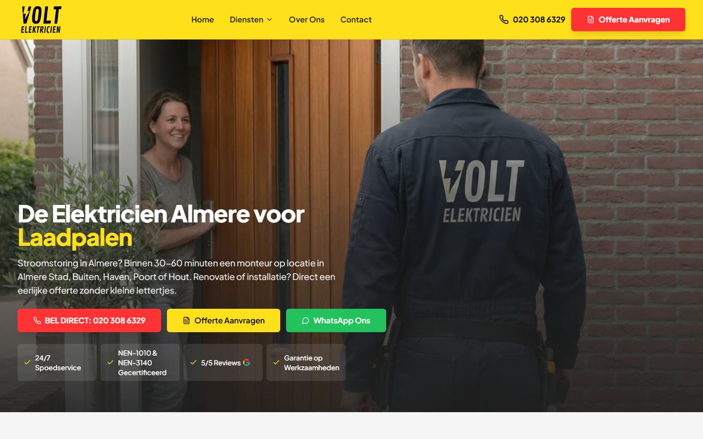 Homepage van De Elektricien Almere