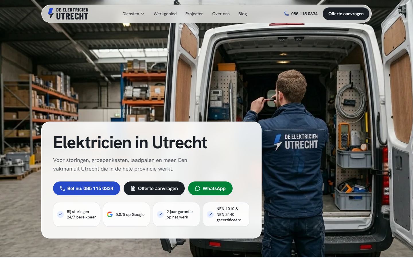 Homepage van De Elektricien Utrecht
