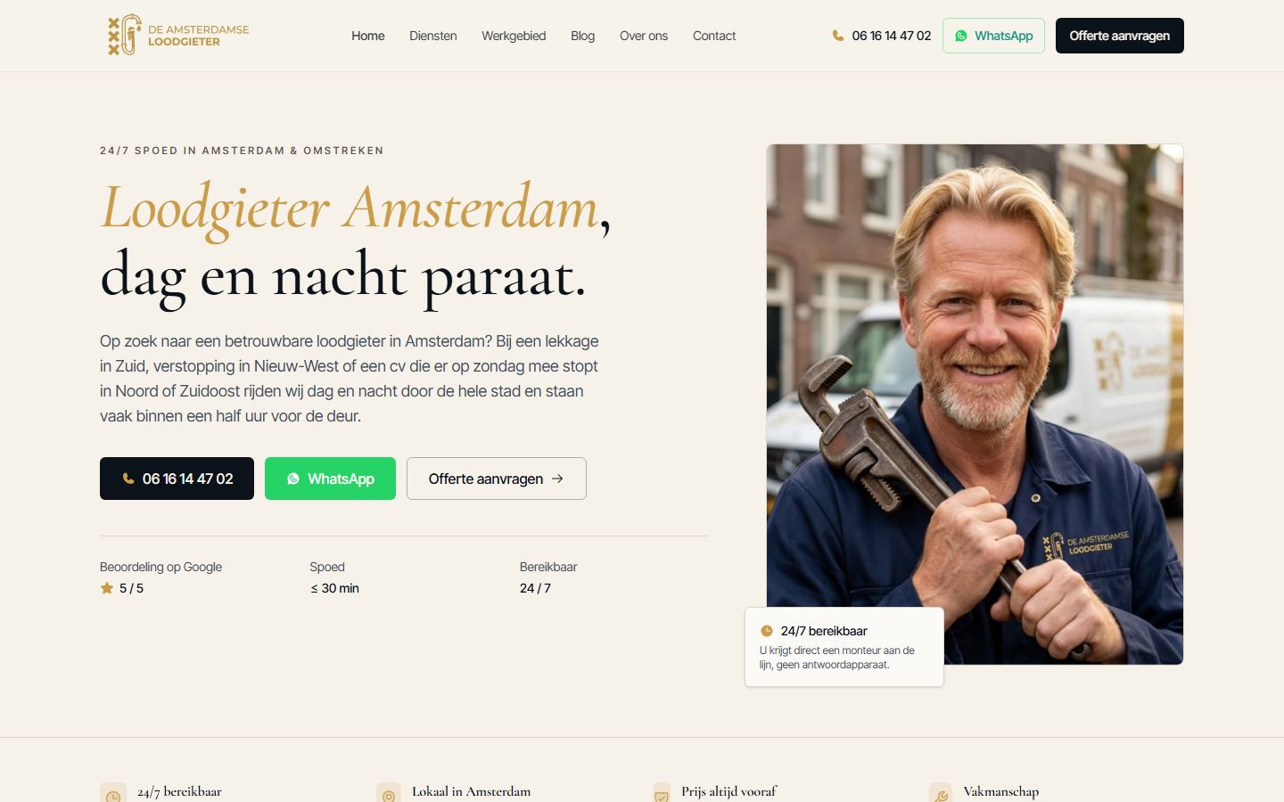 Homepage van De Amsterdamse Loodgieter